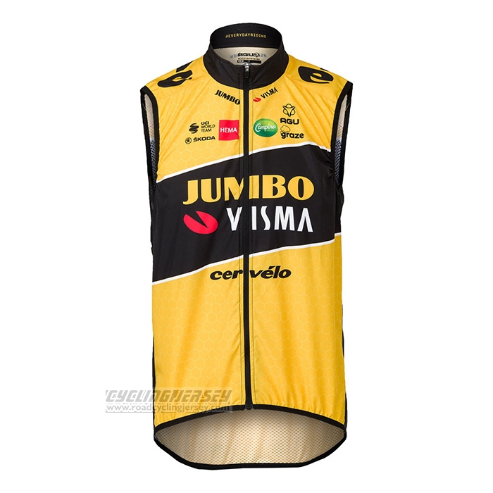 2022 Wind Vest Jumbo Visma Yellow Short Sleeve and Bib Short
